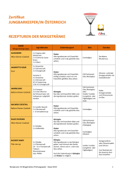 Rezepturen der Mixgetr&auml;nke - Jungbarkeeper/in &Ouml;sterreich