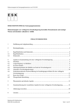 Diskussionspapier zur verlängerten Zwischenlagerung bestrahlter