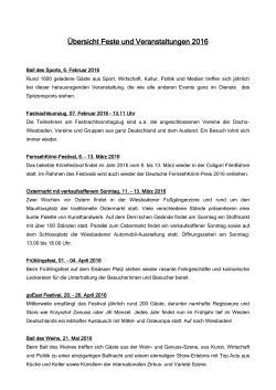Feste und Veranstaltungen 2016