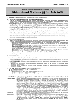 Diebstahlsqualifikationen, &sect;&sect; 244, 244a StGB