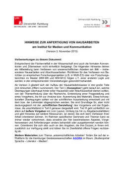 Hinweise zur Anfertigung einer wissenschaftlichen Arbeit