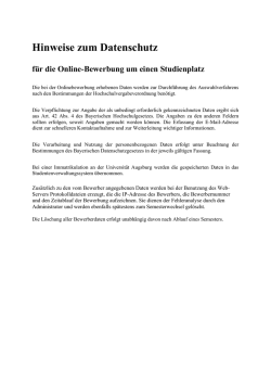 Hinweise zum Datenschutz