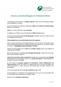 Hinweise zu Gesellschaftsjagden im Forstbetrieb Kelheim