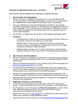 Hinweise zur Bekanntmachung vom 1.6.2015 V2