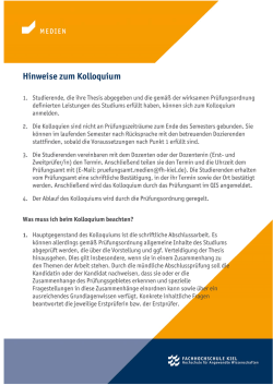Hinweise zum Kolloquium