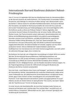 Internationale Harvard Konferenz diskutiert Nahost