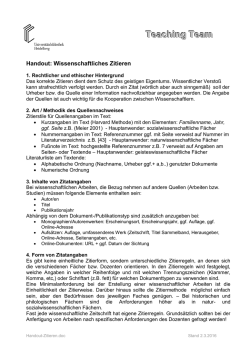 Handout: Wissenschaftliches Zitieren