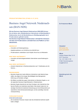 Produktinformation Business Angel Netzwerk Niedersachsen
