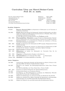 Curriculum Vitae von Marcel Steiner-Curtis Prof. Dr. sc. math.