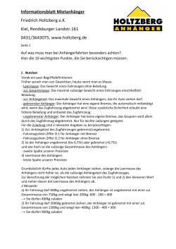 Informationsblatt Mietanhänger - Holtzberg Anhänger Vermietung Kiel