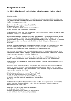Ich will euch tr&ouml;sten, wie einen seine Mutter tr&ouml;stet