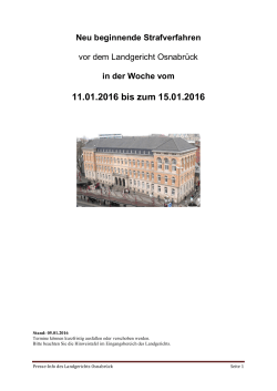 Neu beginnende Strafverfahren ab 11.01.2016