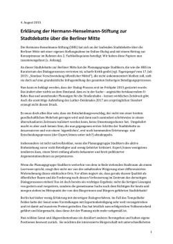 Erklärung der Hermann-Henselmann-Stiftung zur Stadtdebatte über