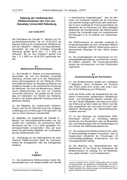 Satzung der medizinischen Ethikkommission der Carl von Ossietzky