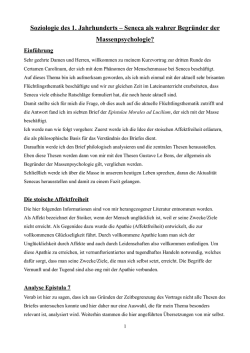 Henrik Siegler, Soziologie des 1. Jahrhunderts &ndash; Seneca als wahrer