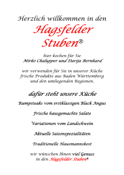 Speisekarte der Hagsfelder Stuben im PDF Format
