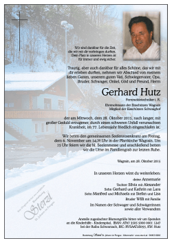 Gerhard Hutz - Bestattung Sterzl
