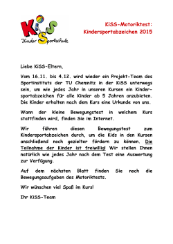 KiSS-Motoriktest: Kindersportabzeichen 2015 - KISS