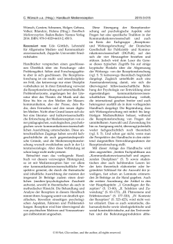 C. Wünsch ua (Hrsg.): Handbuch Medienrezeption - H-Soz-Kult