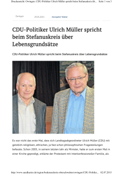 CDU-Politiker Ulrich Müller spricht beim Stefanuskreis über