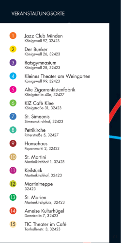 VERANSTALTUNGSORTE 1 Jazz Club Minden 2 Der Bunker 3 Ratsgymnasium