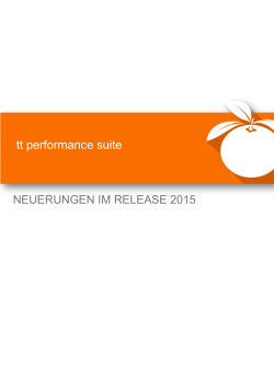 TT Performance Suite - Neues im Release 2015