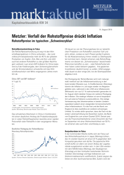 Metzler: Verfall der Rohstoffpreise drückt Inflation - Metzler