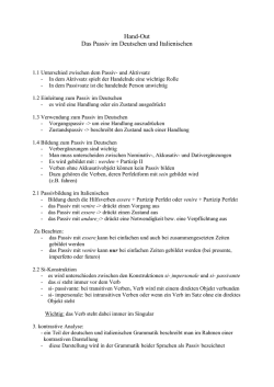 Hand-Out Das Passiv im Deutschen und Italienischen