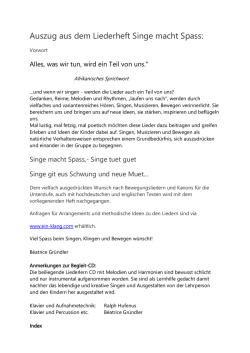 Auszug aus dem Liederheft Singe macht Spass: