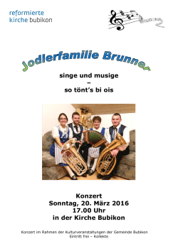 singe und musige – so tönt`s bi ois Konzert Sonntag, 20. März 2016