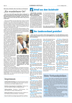 Hohe Verbandsjubil&auml;en Impressum &bdquo;Ein wunderbarer Ort&ldquo;