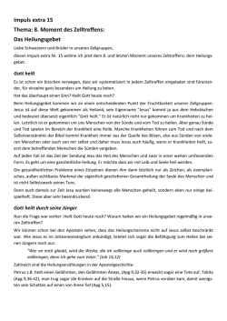 Impuls extra 15 Thema: 8. Moment des Zelltreffens: Das