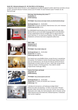Hotels XIV. Hebammenkongress 01.–04. Mai 2016 im CCH