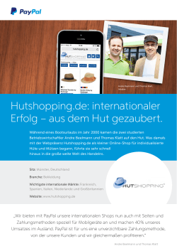 Hutshopping.de: internationaler Erfolg – aus dem Hut gezaubert.