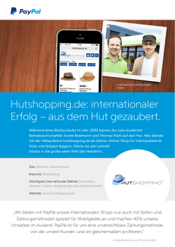 Hutshopping.de: internationaler Erfolg &ndash; aus dem Hut gezaubert.