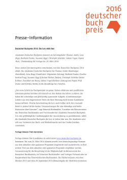 Presse-Information - Deutscher Buchpreis