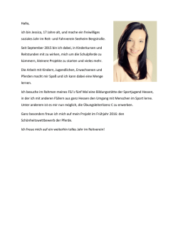 Hallo, ich bin Jessica, 17 Jahre alt, und mache ein freiwilliges