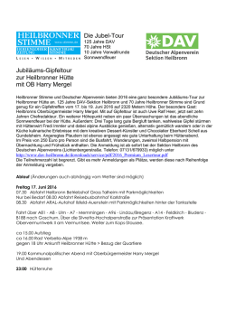 Die Jubel-Tour Jubiläums-Gipfeltour zur