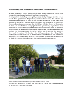 Pressemitteilung „Neues Klettergerüst im Kindergarten St. Zeno Bad