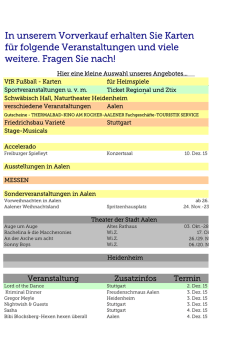 In unserem Vorverkauf erhalten Sie Karten f&uuml;r