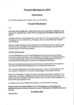 Possehl-Musikpreis 2016 - Musikhochschule Lübeck