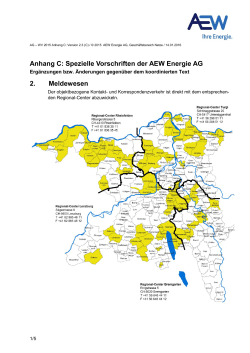 Deutschschweiz: Spezielle Vorschriften der AEW ENERGIE AG