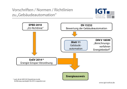 Vorschriften / Normen / Richtlinien zu „Gebäudeautomation“