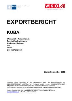 Exportbericht Kuba - Außenwirtschaftsportal Bayern