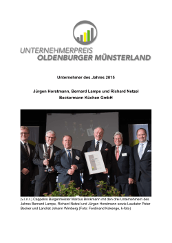 Unternehmer des Jahres 2015 Jürgen Horstmann, Bernard Lampe