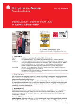 Duales Studium &ndash; Bachelor of Arts (BA) in
