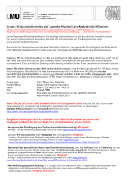 Immatrikulationshinweise grundst&auml;ndige