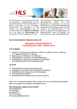 Mitarbeiter (Vollzeit/Teilzeit) im Funktionsbereich Note / Münze (m/w)