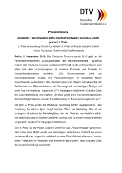 Pressemitteilung Deutscher Tourismuspreis 2015