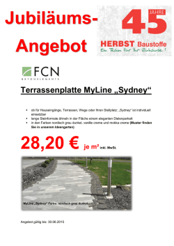 Jubil&auml;ums- Angebot Terrassenplatte MyLine &bdquo;Sydney&ldquo;